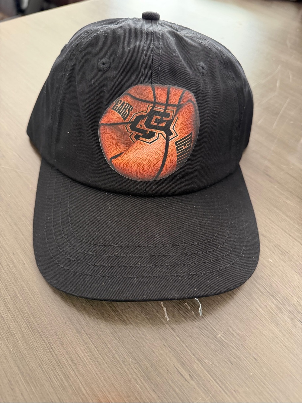 Unbranded Black Baseball Cap with Orange Basketball Graphic